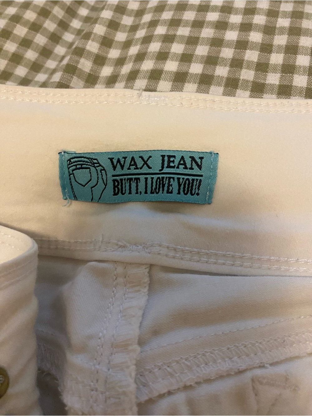 Wax Jean White Jeggings with Teal Brand Patch